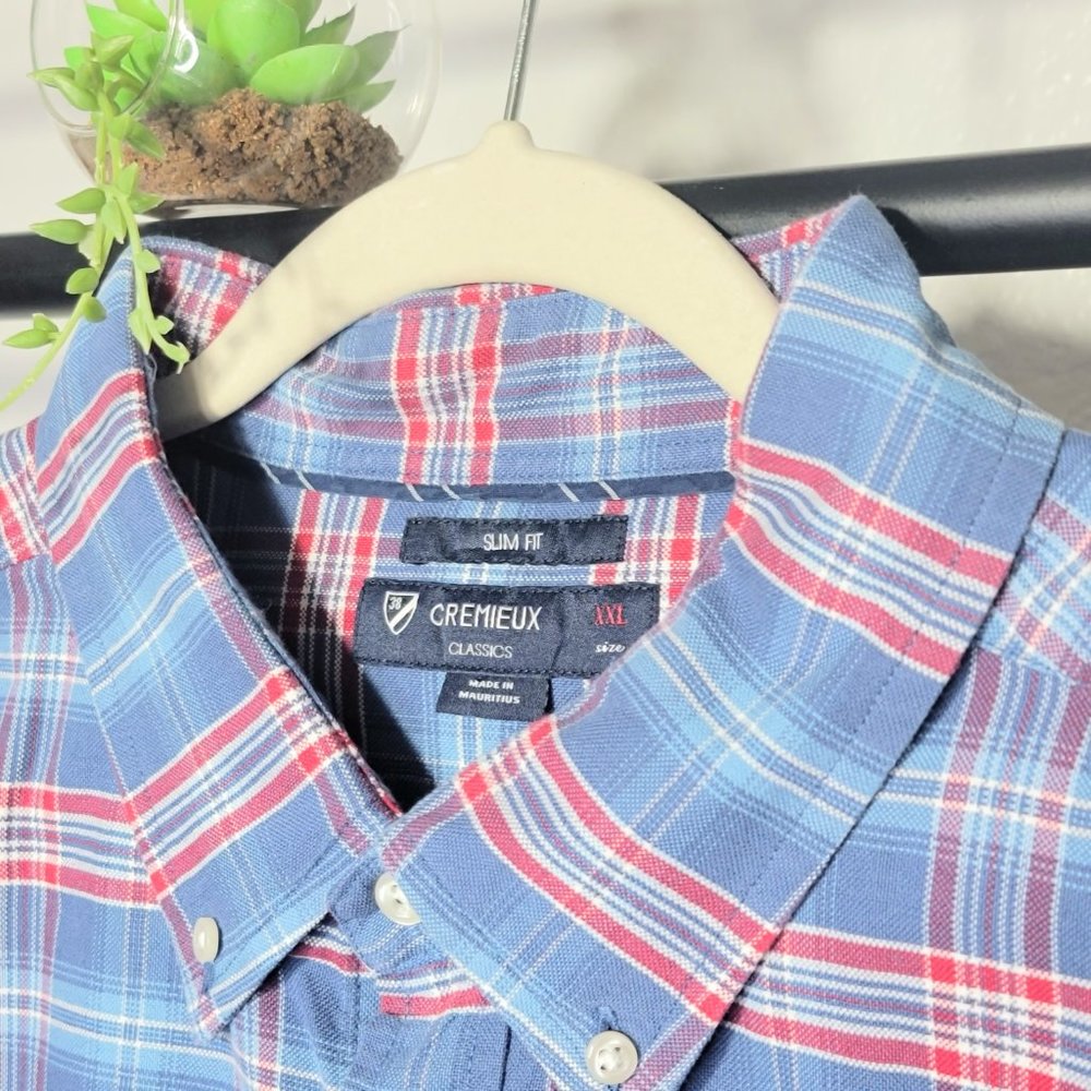 Daniel Cremieux Classics Slim Fit Blue Plaid Shirt - Picture 3 of 10